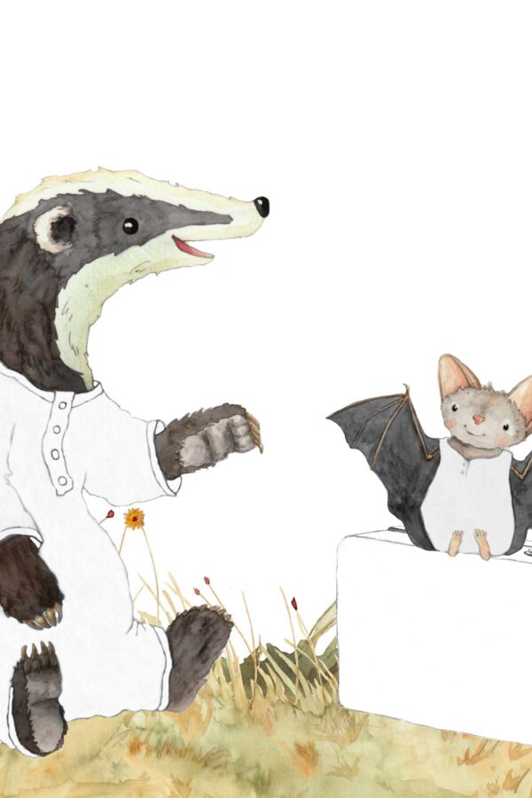 Ausmalvorlage Philomena & Dorian mit Koffer